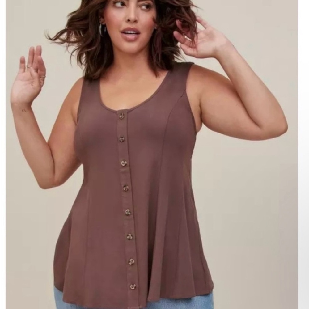 Torrid Chocolate Button-Front Tank Top